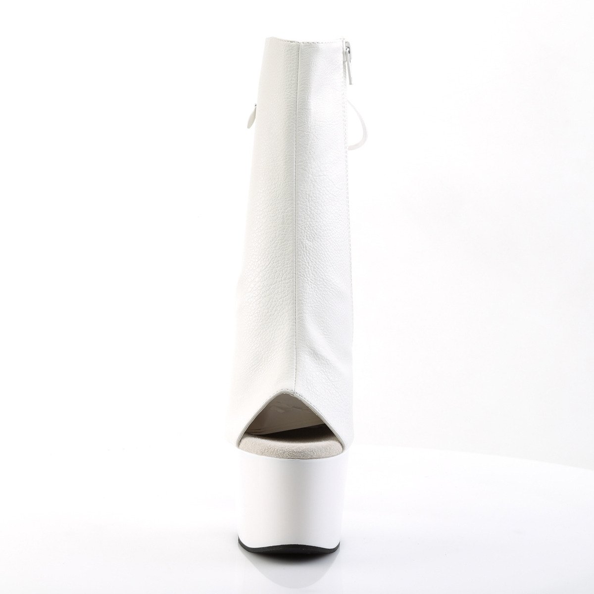 Pleaser Adore-1018 WPU/M - Bílé kozačky s otevřenou špičkou na vysoké platformě