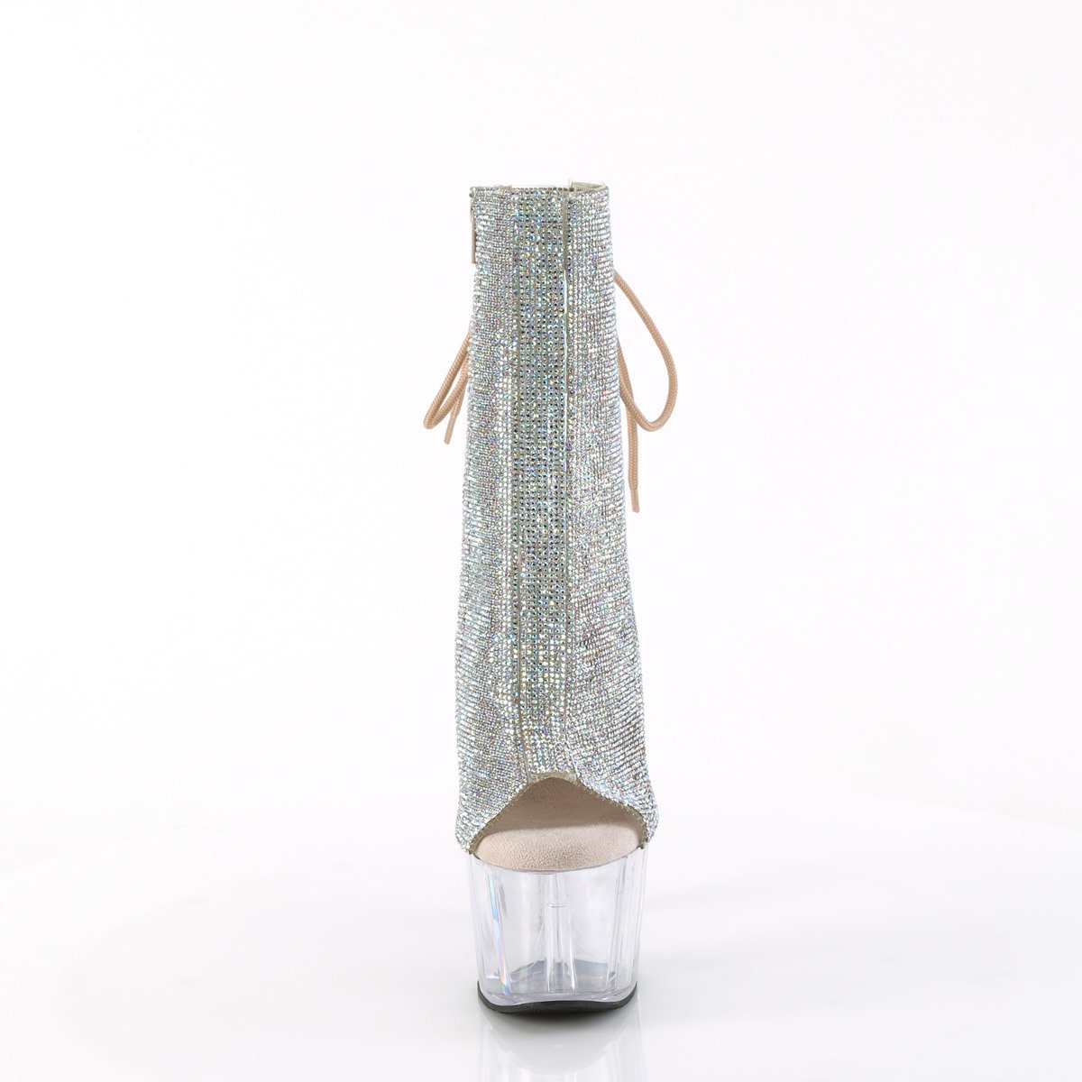 Pleaser Adore-1018C-RS SRS/C - Bílé kozačky s otevřenou špičkou na vysoké platformě