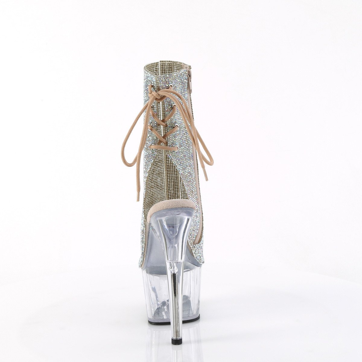 Pleaser Adore-1018C-RS SRS/C - Bílé kozačky s otevřenou špičkou na vysoké platformě