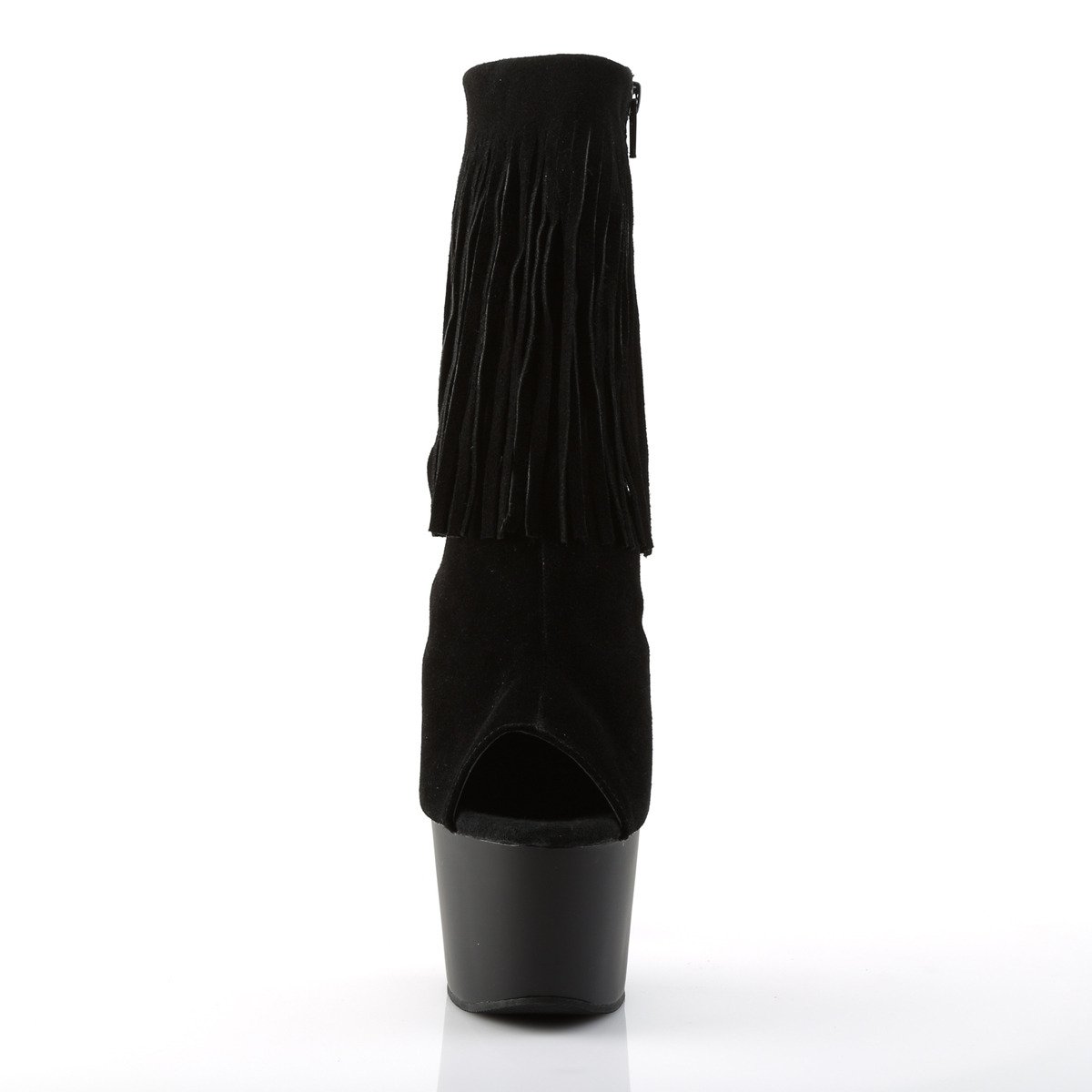 Pleaser Adore-1019 BSUE/M - Černé kozačky s otevřenou špičkou na vysoké platformě