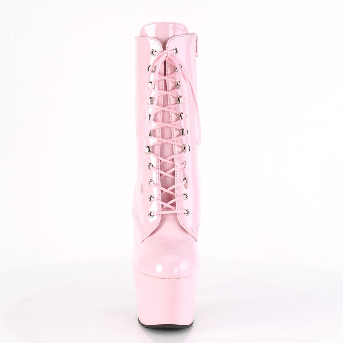 Pleaser Adore-1020 BP/M - Lesklé růžové kotníkové kozačky na vysoké platformě