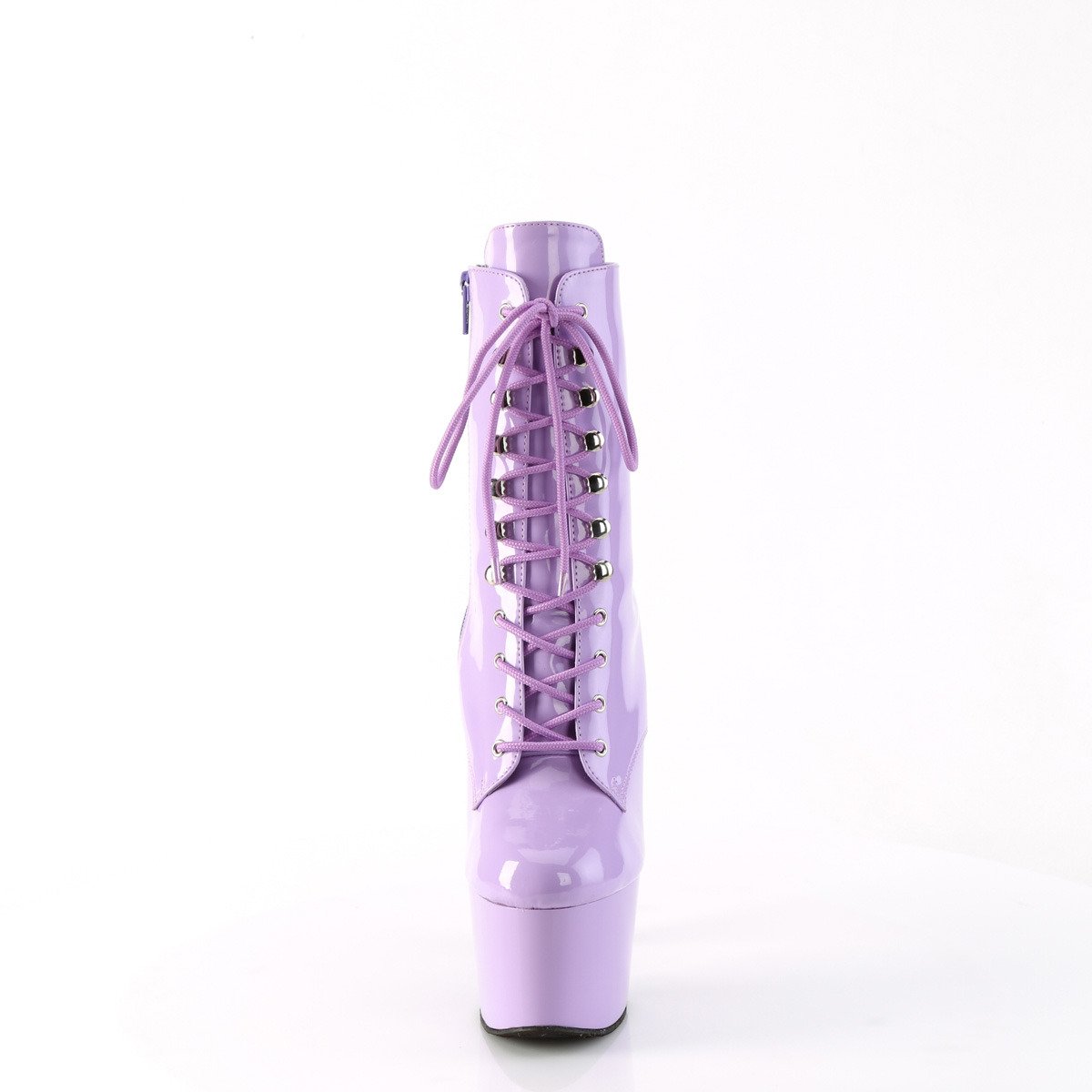 Pleaser Adore-1020 LV/M - Lesklé fialové kotníkové kozačky na vysoké platformě