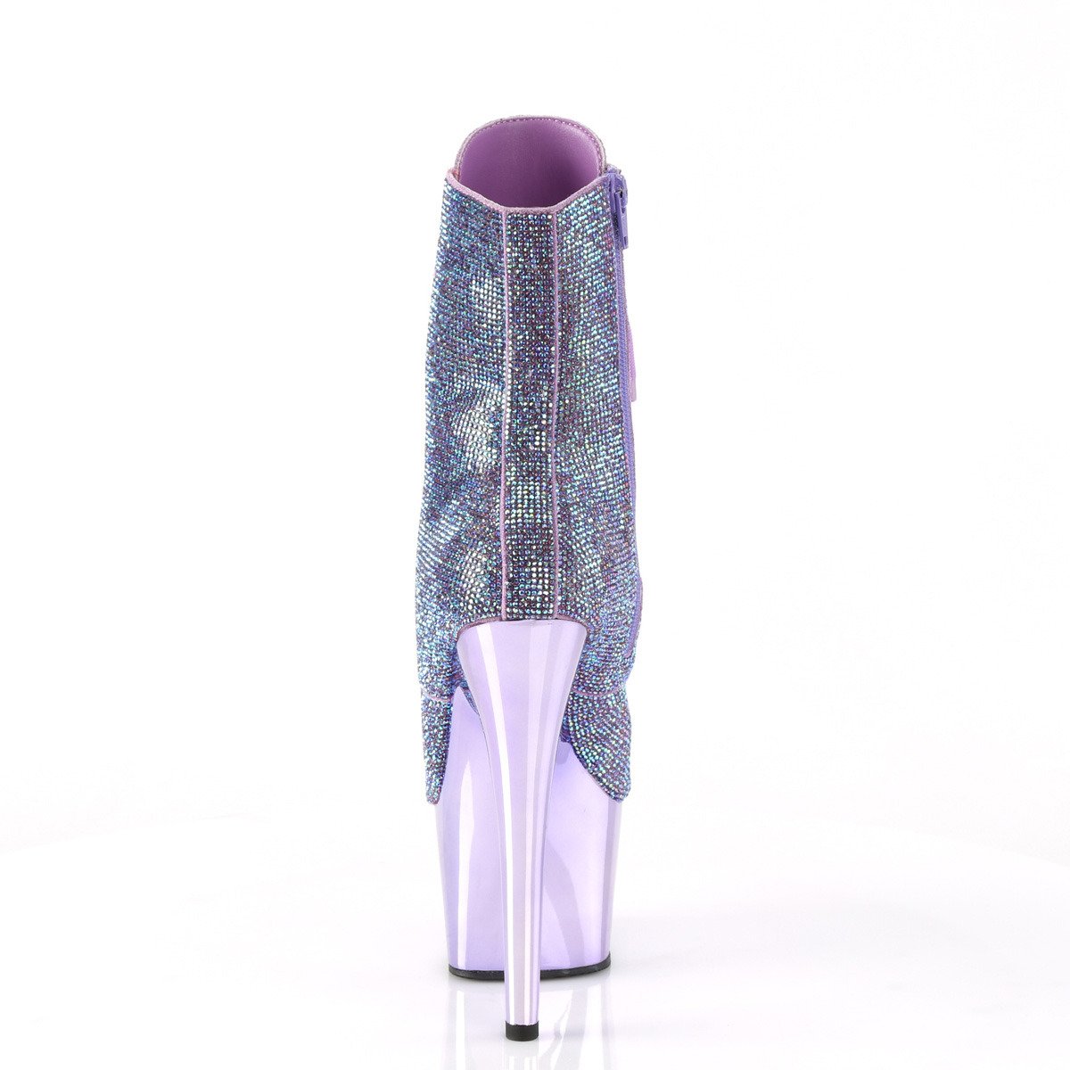 Pleaser Adore-1020CHRS LV/LVCH - Fialové kotníkové kozačky na vysoké platformě