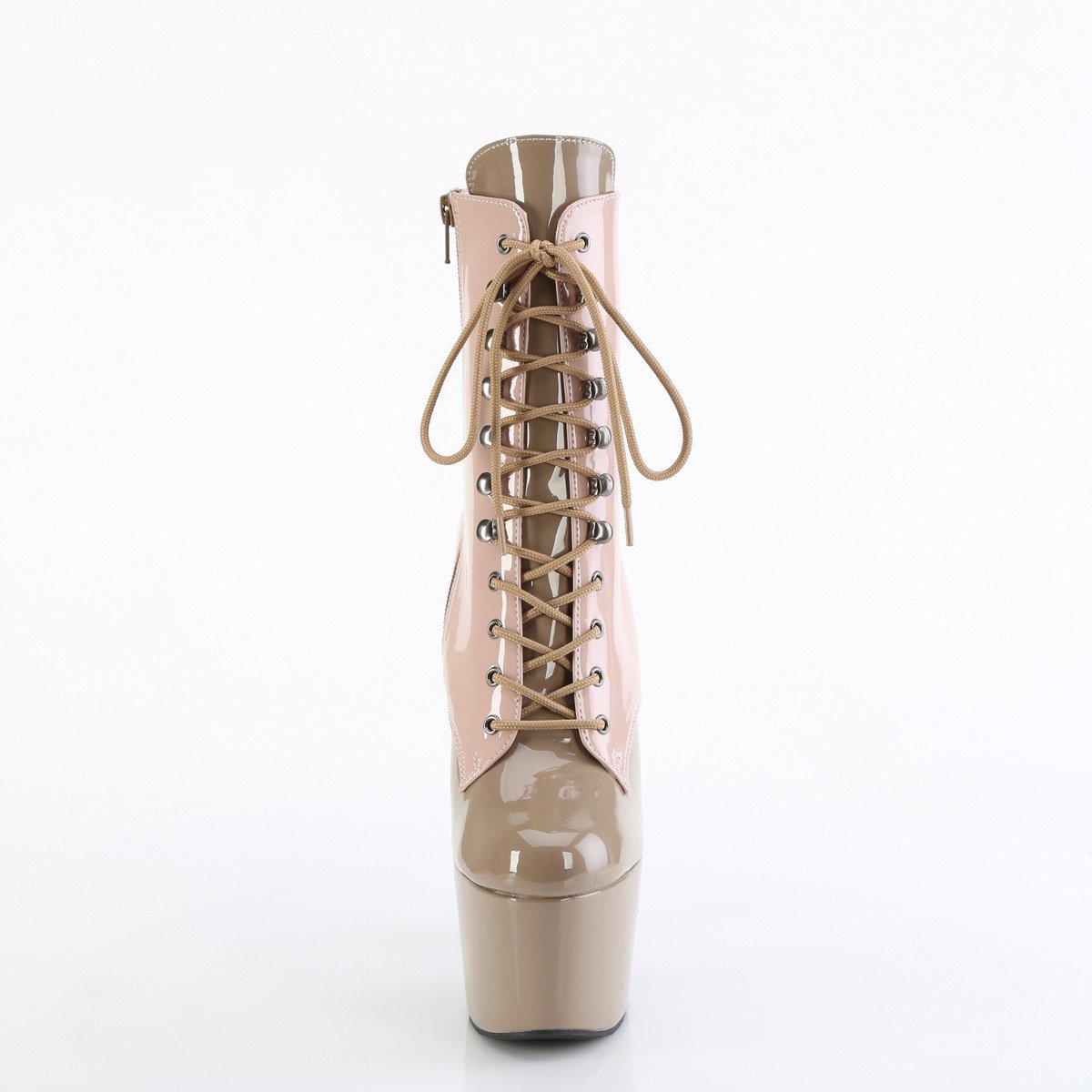 Pleaser Adore-1020DC DTPN-SD/M - Lesklé růžové kotníkové kozačky na vysoké platformě