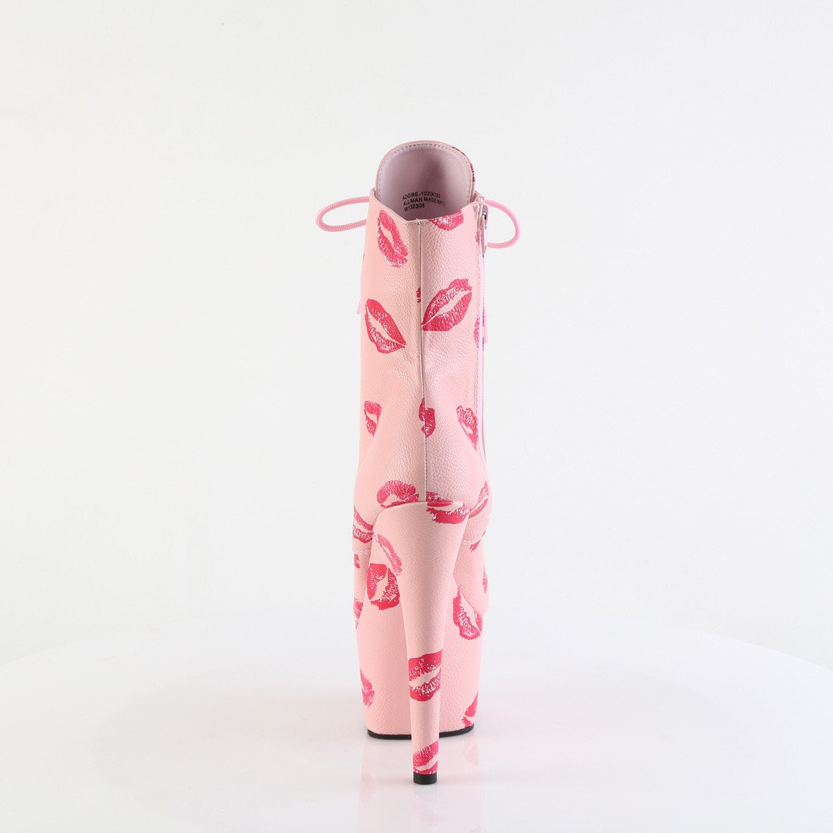 Pleaser Adore-1020KISSES BPPU/M - Růžové kotníkové kozačky na vysoké platformě