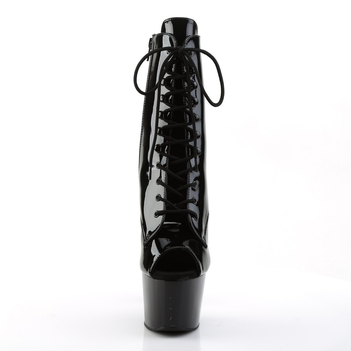 Pleaser Adore-1021 B/M - Lesklé černé kotníkové kozačky na vysoké platformě
