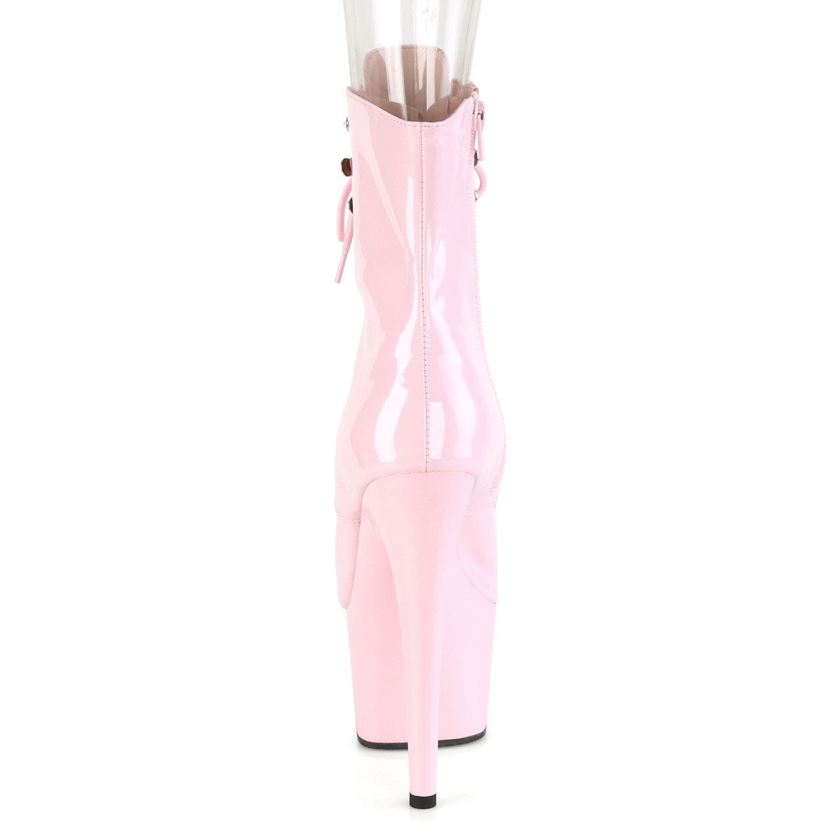Pleaser Adore-1021 BP/M - Lesklé růžové kotníkové kozačky na vysoké platformě