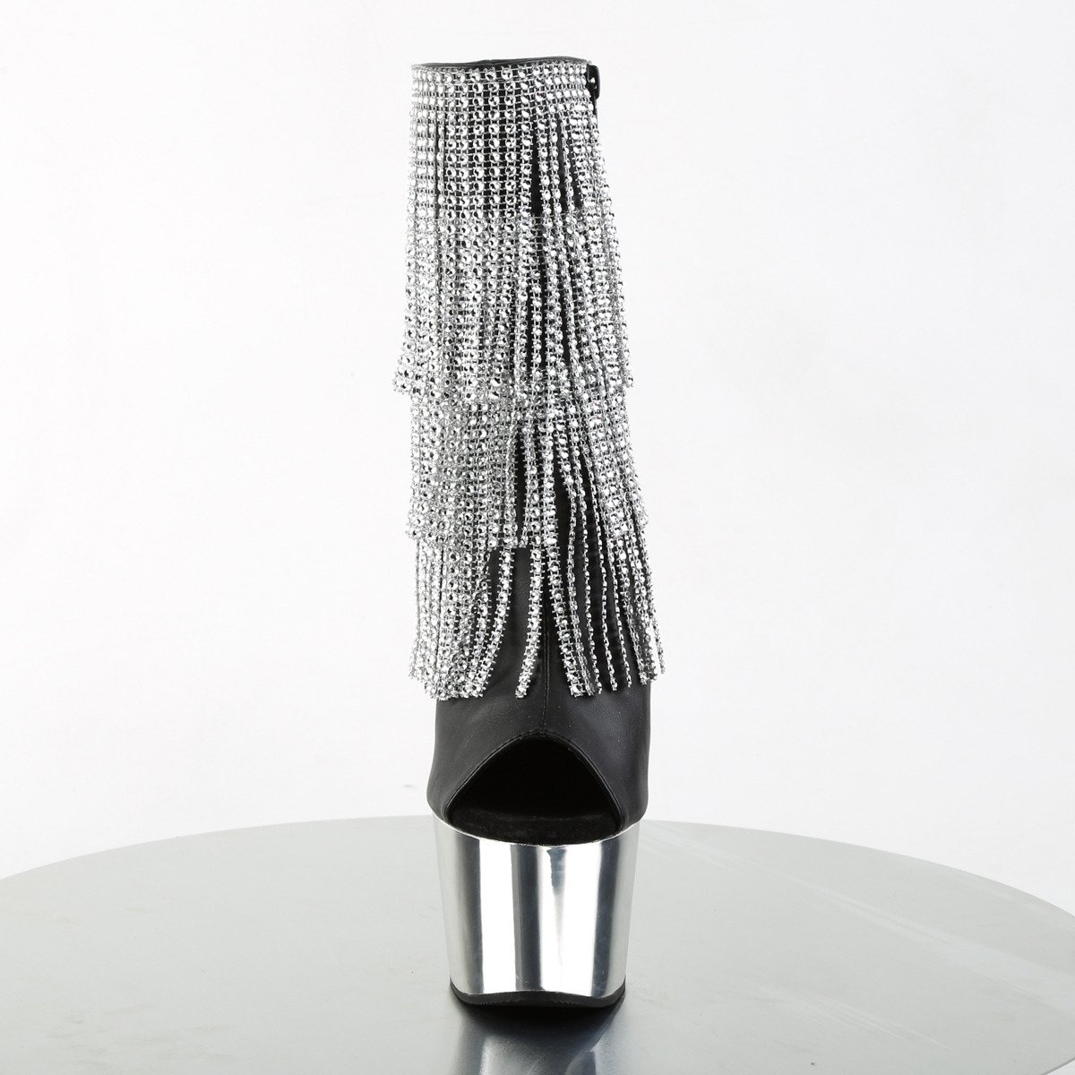 Pleaser Adore-1024RSF BPU/SCH - Černé kotníkové kozačky na vysoké platformě