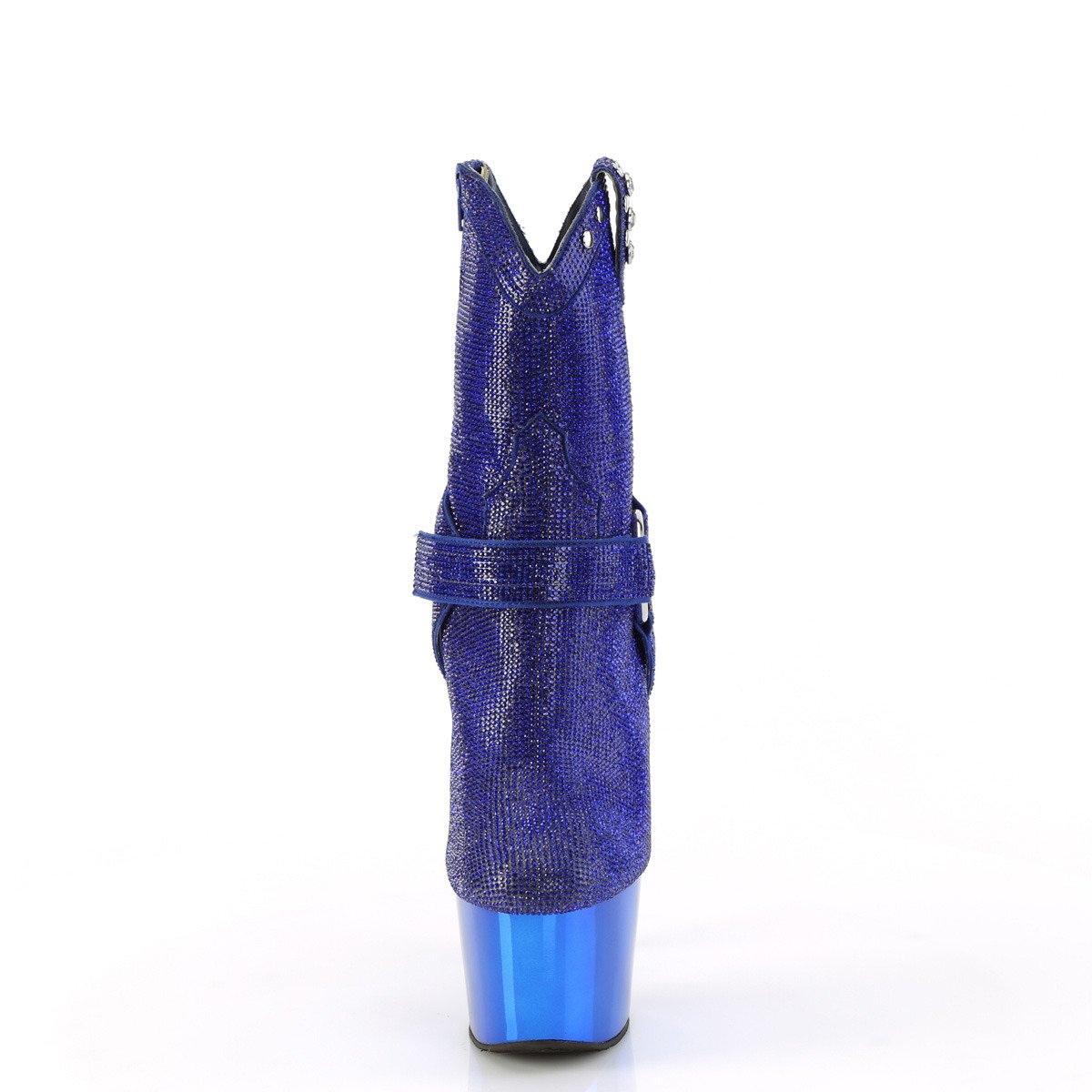 Pleaser Adore-1029CHRS RYBL/M - Modré kotníkové kozačky na vysoké platformě