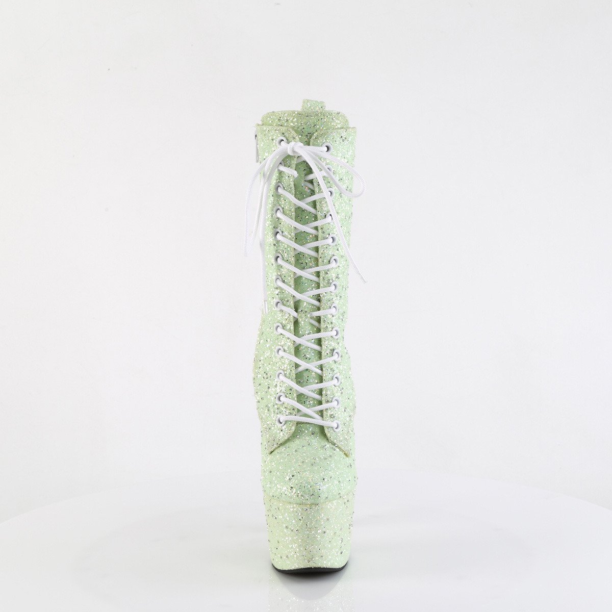 Pleaser Adore-1040GR MTMCG/M - Zelené kotníkové kozačky na vysoké platformě