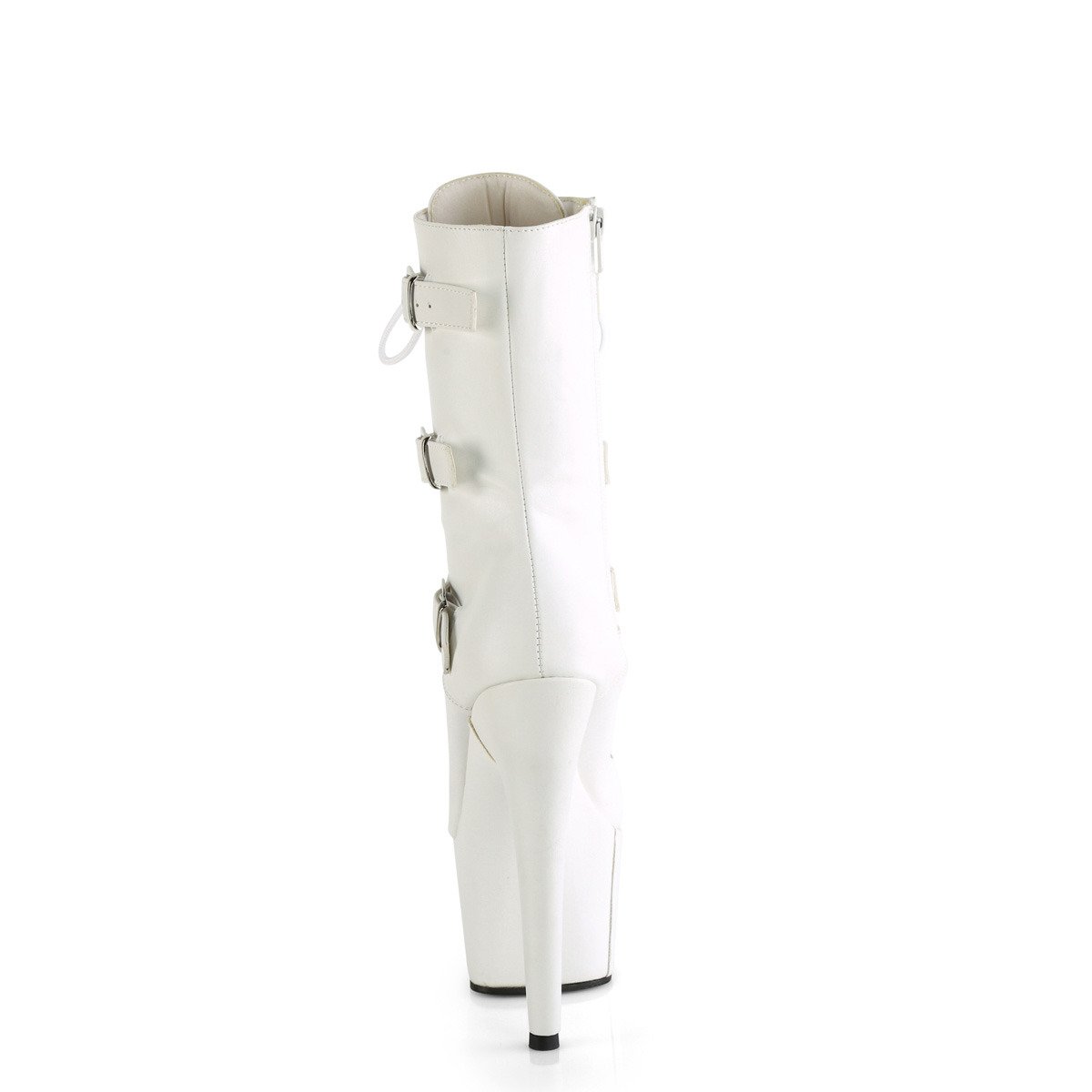 Pleaser Adore-1043 WPU/M - Bílé kotníkové kozačky na vysoké platformě
