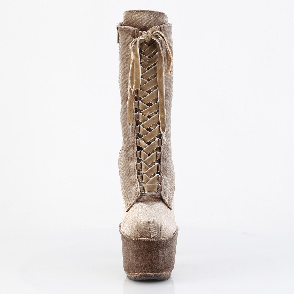 Pleaser Adore-1045VEL K/M - Hnědé kotníkové kozačky na vysoké platformě