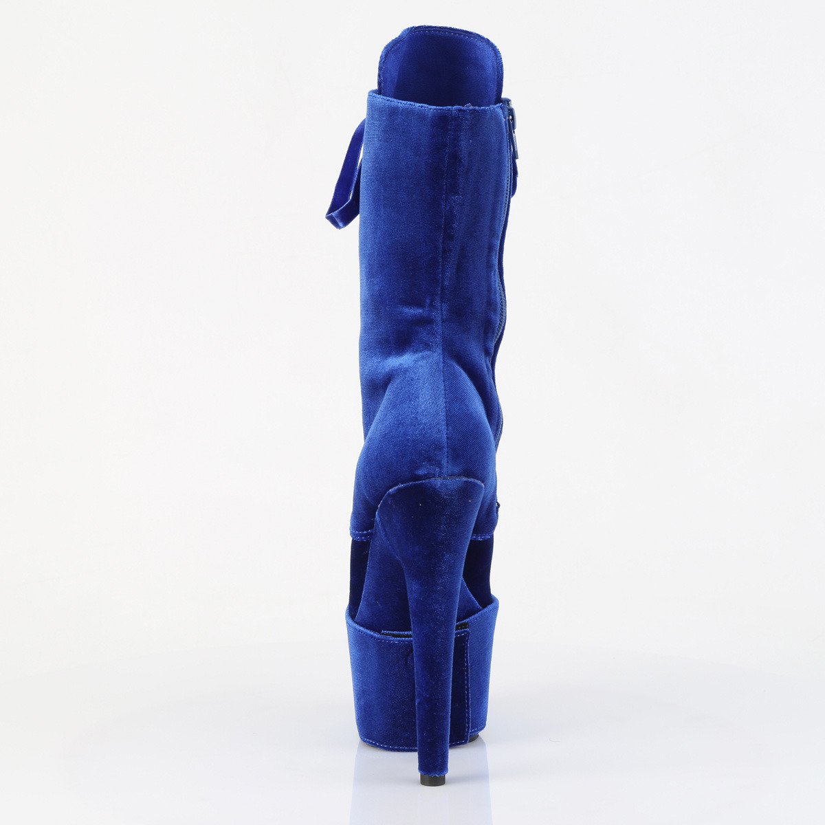 Pleaser Adore-1045VEL NB/M - Modré kotníkové kozačky na vysoké platformě
