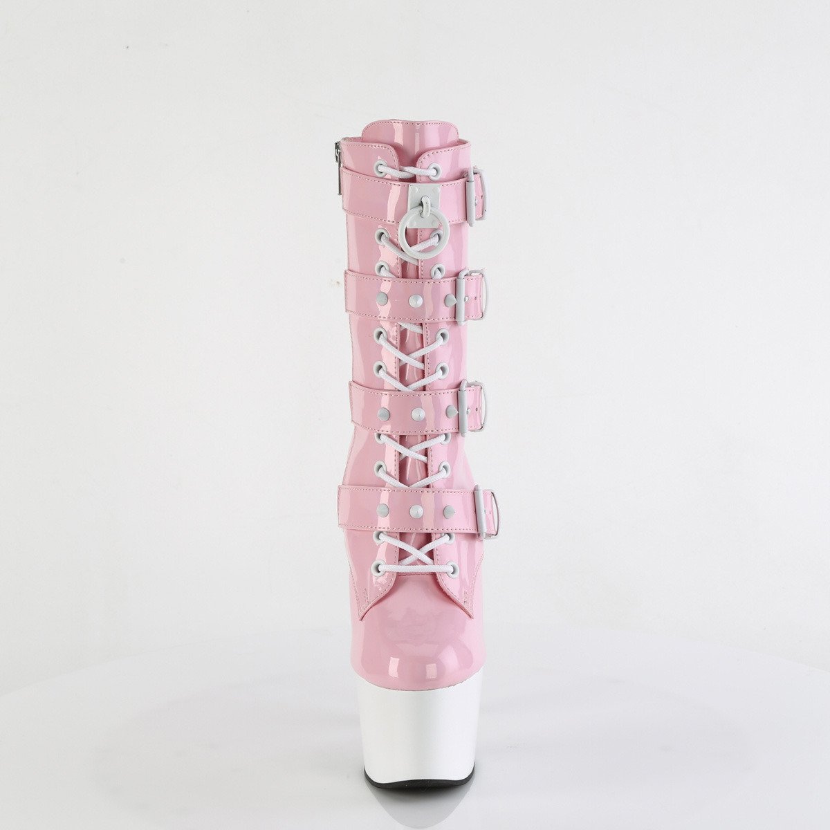 Pleaser Adore-1046TT BPHG/W - Lesklé růžové kotníkové kozačky na vysoké platformě