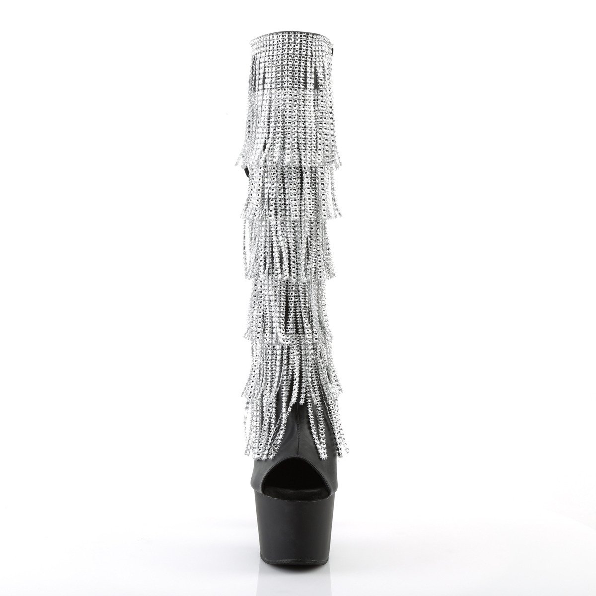 Pleaser Adore-2024RSF BPU/M - Černé kozačky s otevřenou špičkou na vysoké platformě