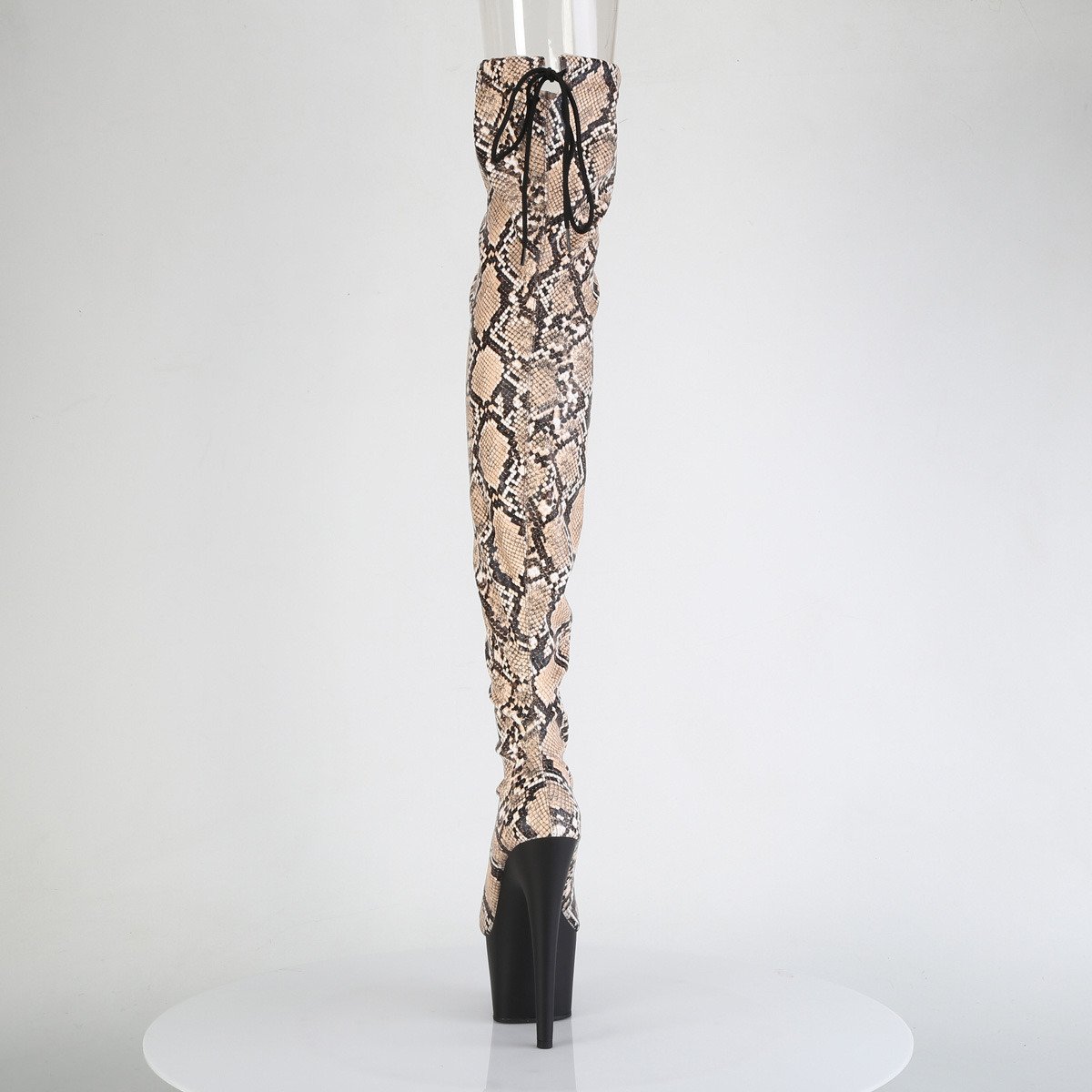 Pleaser Adore-3008SP-BT T-BN/B - Béžové kozačky nad kolena na vysoké platformě