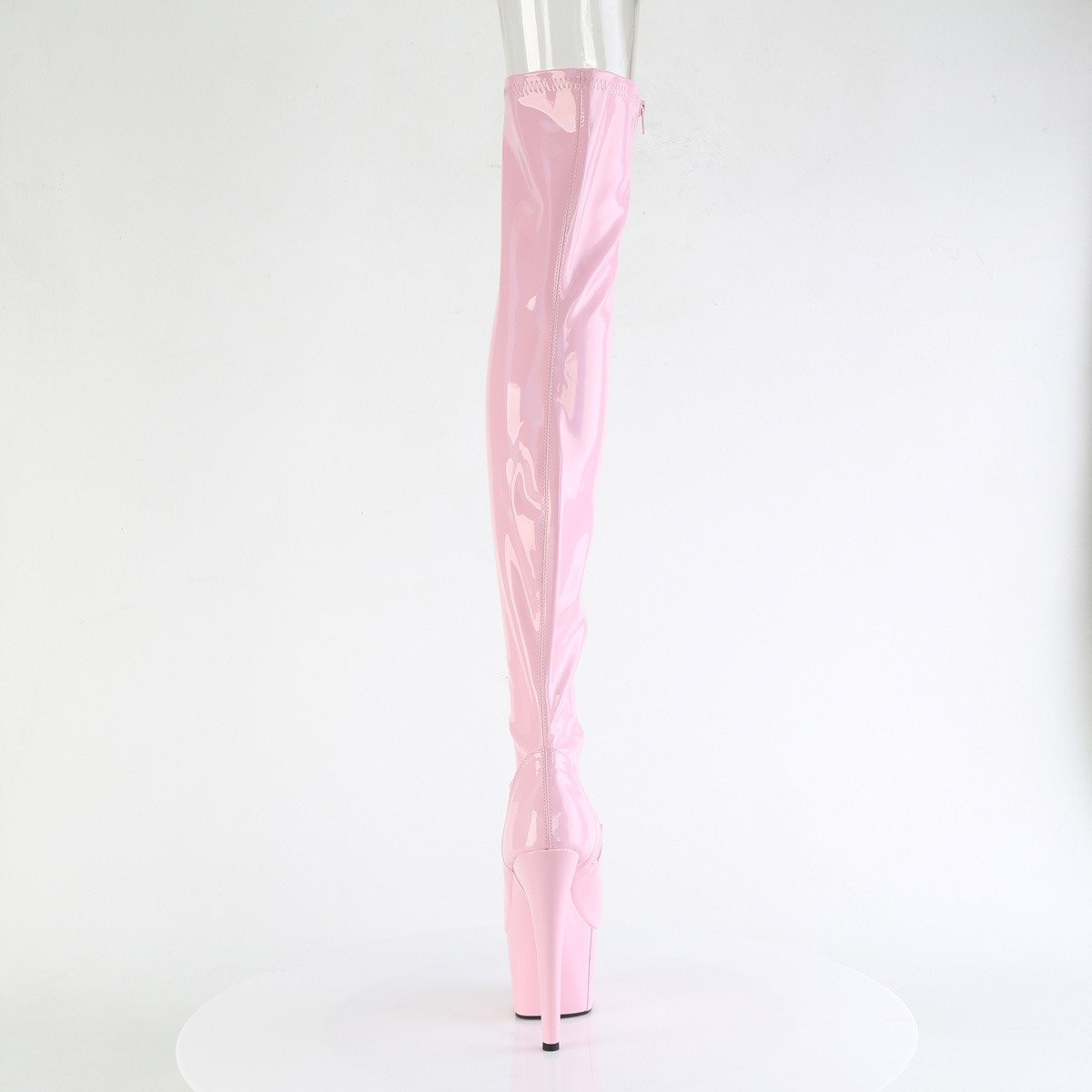 Pleaser Adore-3011HWR BPHG/M - Lesklé růžové kozačky s otevřenou špičkou na vysoké platformě