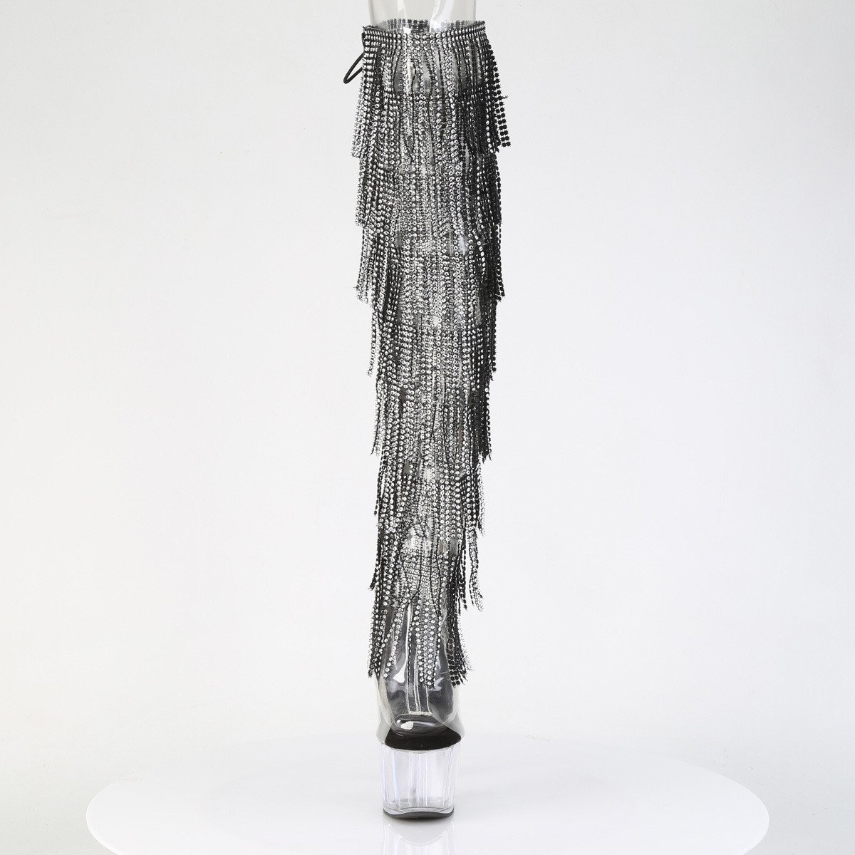 Pleaser Adore-3019C-RSF C-B/C - Černé kozačky s otevřenou špičkou na vysoké platformě