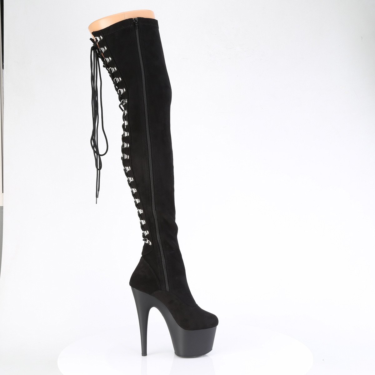Pleaser Adore-3063 BMF/M - Černé kozačky nad kolena na vysoké platformě