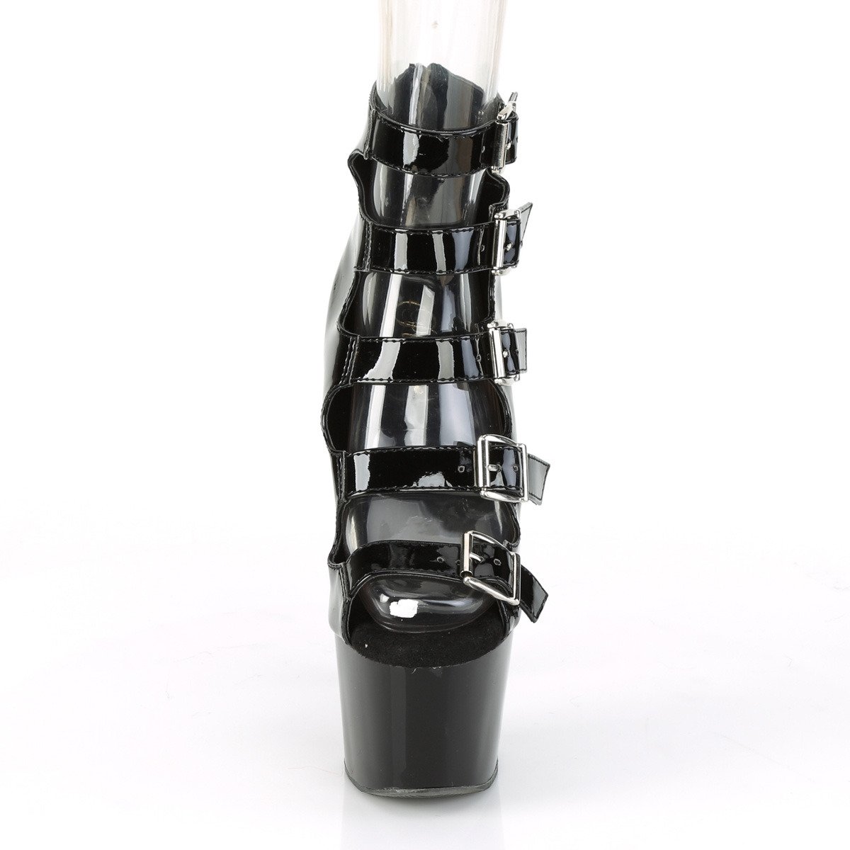 Pleaser Adore-700-33 B/M - Lesklé černé sandály na vysoké platformě