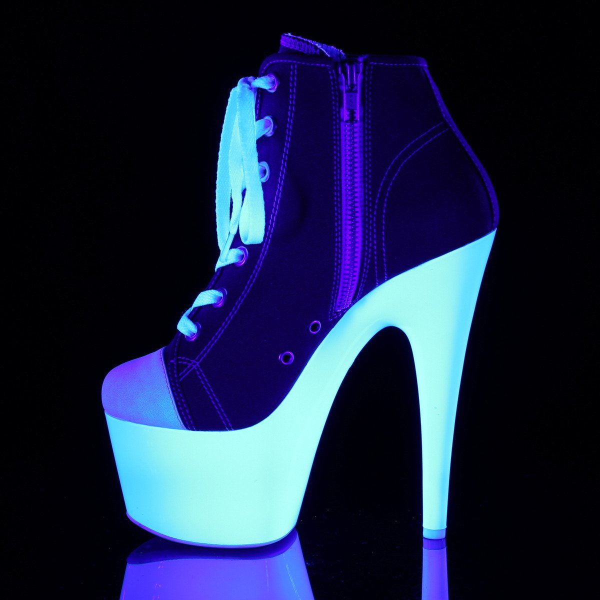 Pleaser Adore-700SK-02 RCA/NW - Červené kotníkové kozačky na vysoké platformě