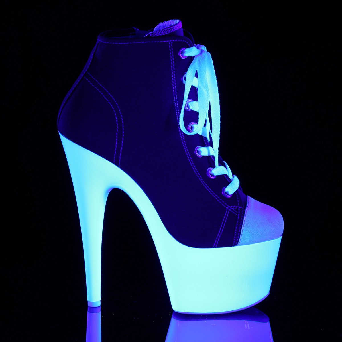 Pleaser Adore-700SK-02 RCA/NW - Červené kotníkové kozačky na vysoké platformě