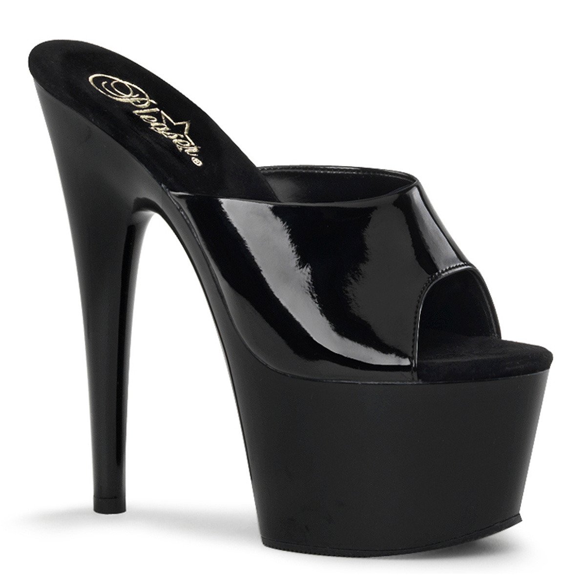 Pleaser Adore-701 B/M - Lesklé černé sandály na vysoké platformě