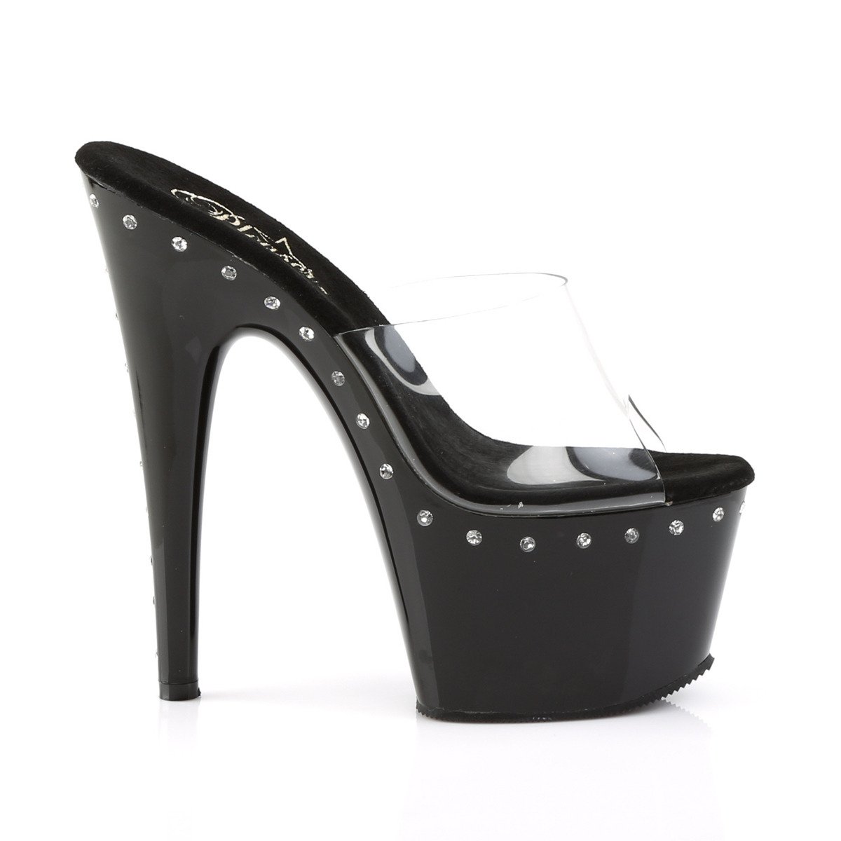 Pleaser Adore-701LS C/B - Průhledné sandály na vysoké platformě