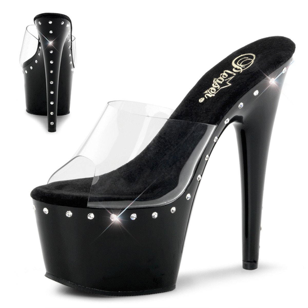 Pleaser Adore-701LS C/B - Průhledné sandály na vysoké platformě