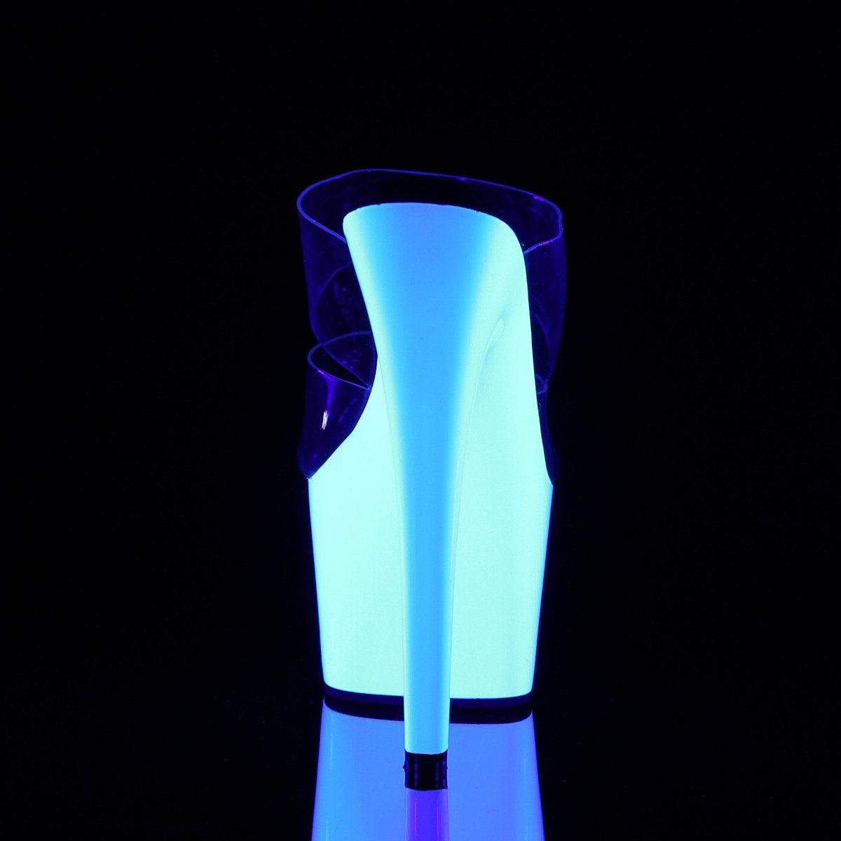 Pleaser Adore-702UV C/NW - Průhledné uv reaktivní sandály na vysoké platformě