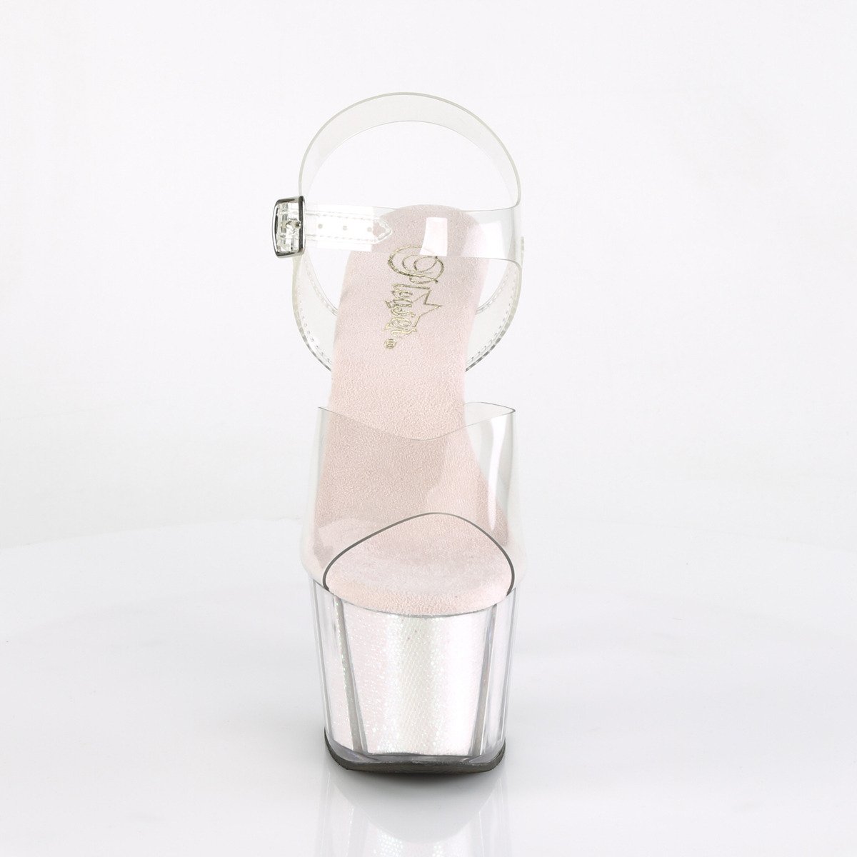 Pleaser Adore-708G C/OPMCGI - Průhledné sandály na vysoké platformě