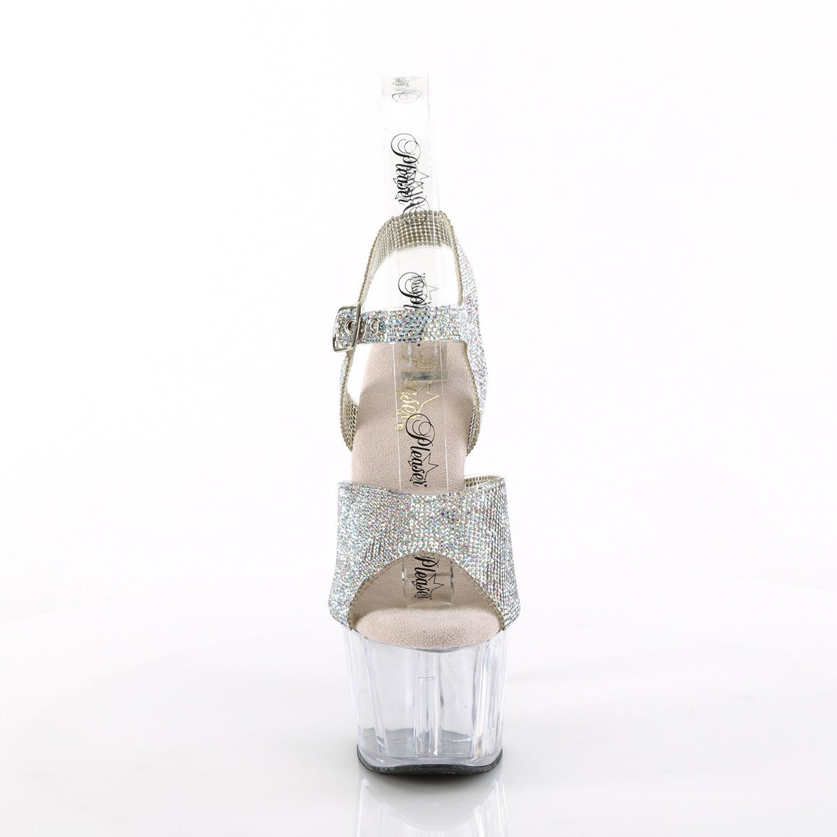 Pleaser Adore-708N-RS SRS-TPU/C - Stříbrné sandály na vysoké platformě