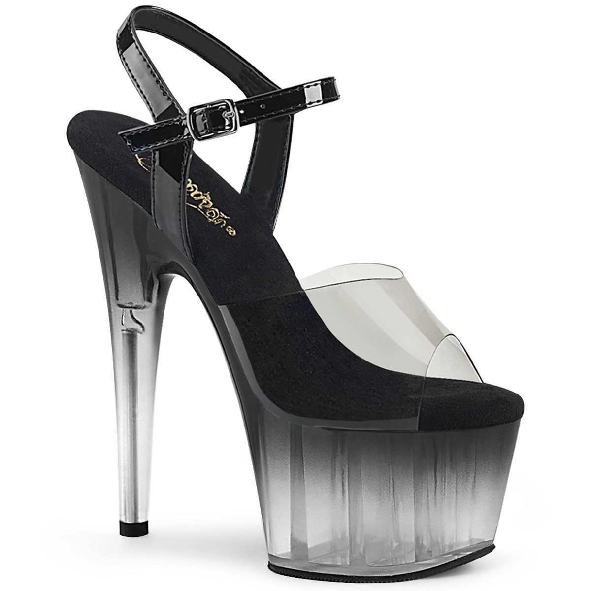 Pleaser Adore-708T-2 SK-BPT/B-C - Černé sandály na vysoké platformě