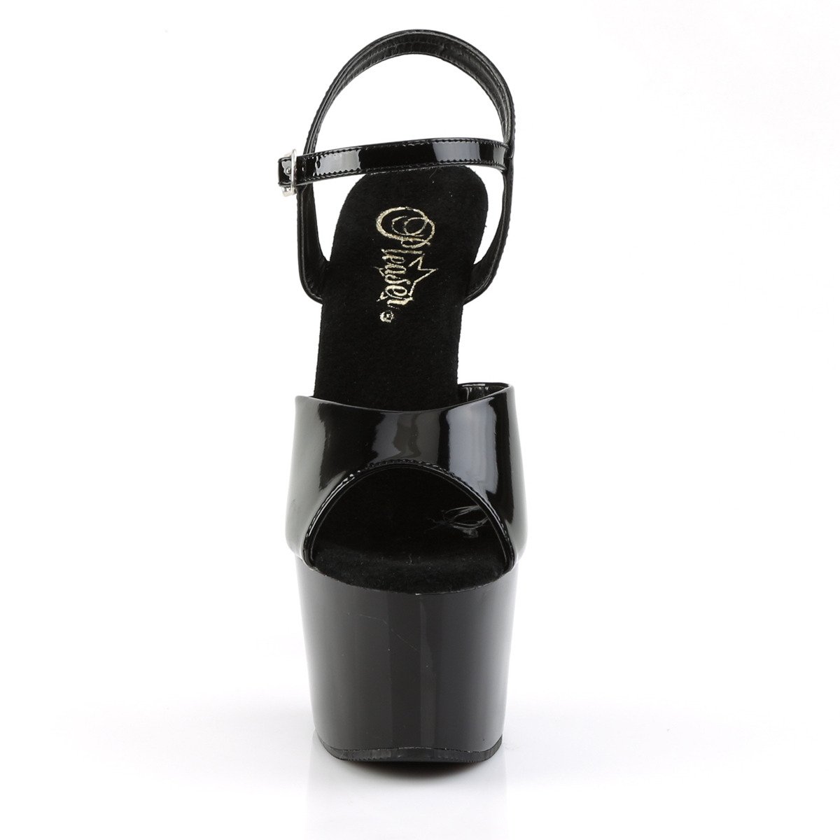 Pleaser Adore-709 B/M - Lesklé černé sandály na vysoké platformě