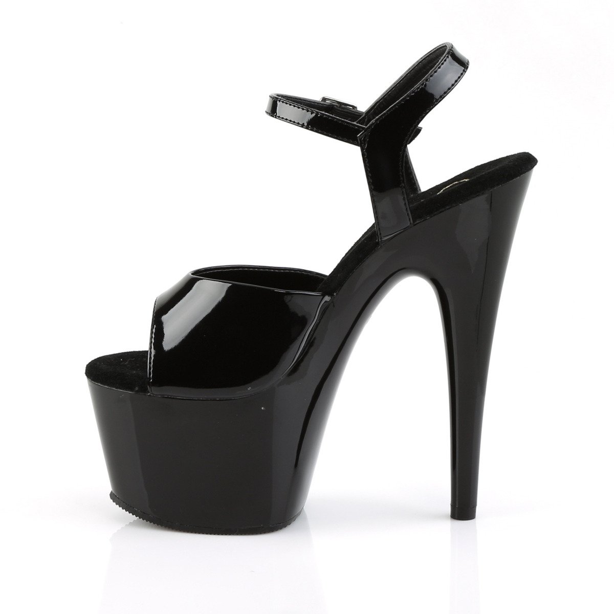 Pleaser Adore-709 B/M - Lesklé černé sandály na vysoké platformě
