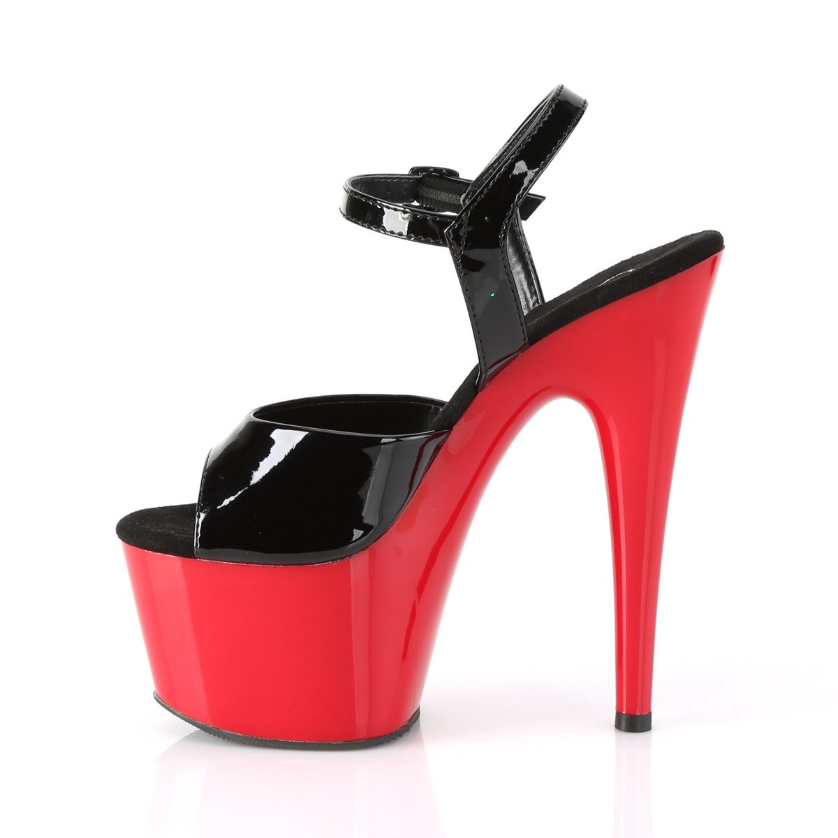 Pleaser Adore-709 B/R - Lesklé černé sandály na vysoké platformě
