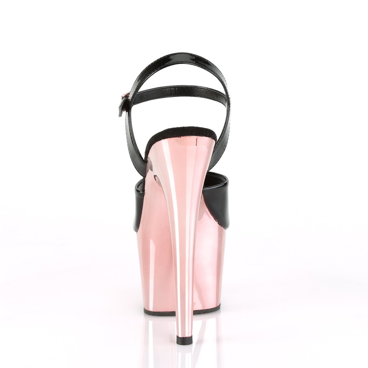 Pleaser Adore-709 B/ROGLDCH - Lesklé černé sandály na vysoké platformě