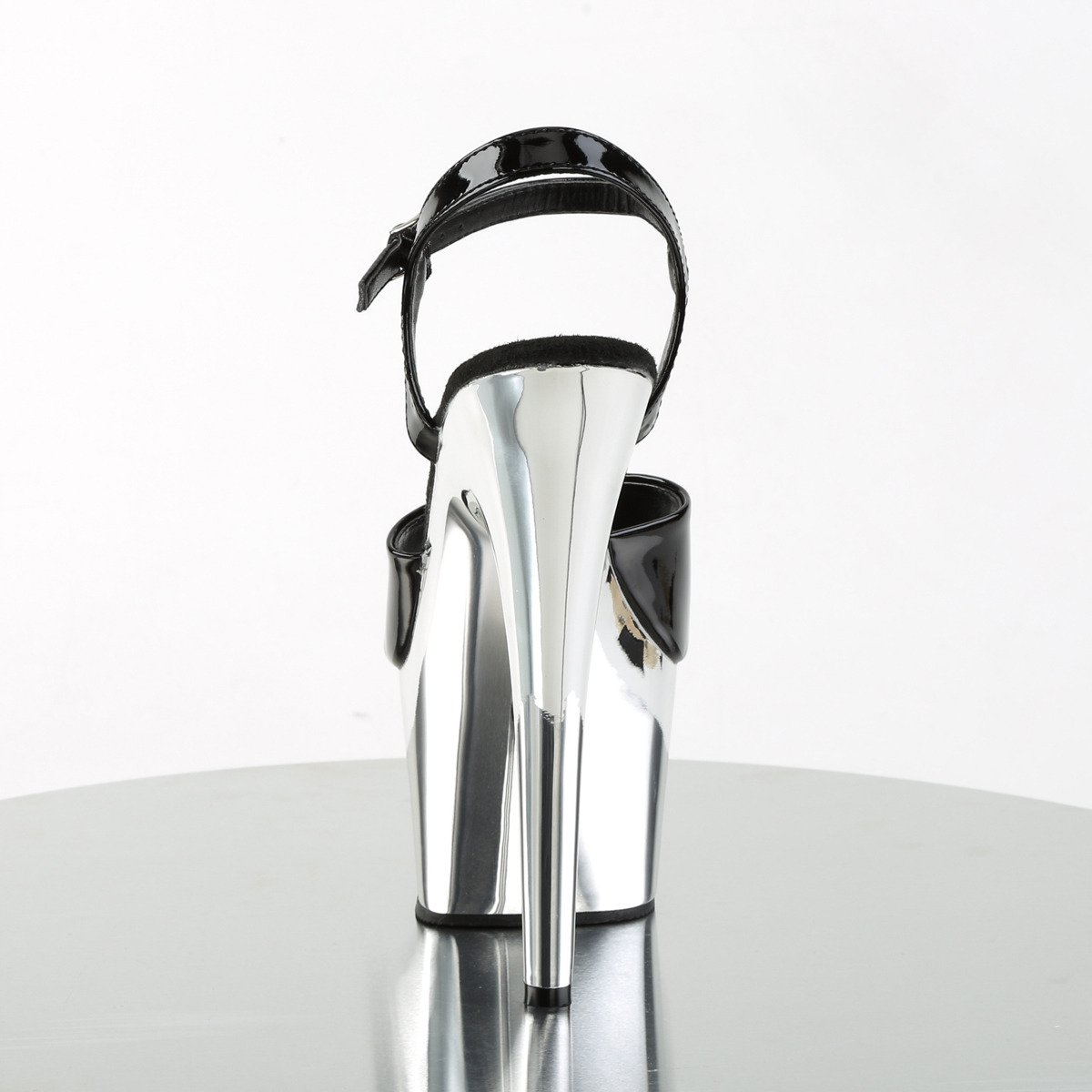 Pleaser Adore-709 B/SCH - Lesklé černé sandály na vysoké platformě