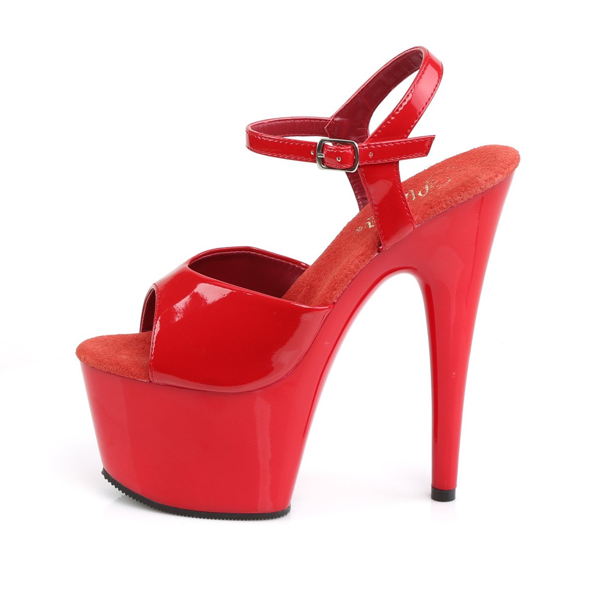 Pleaser Adore-709 R/M - Lesklé červené sandály na vysoké platformě