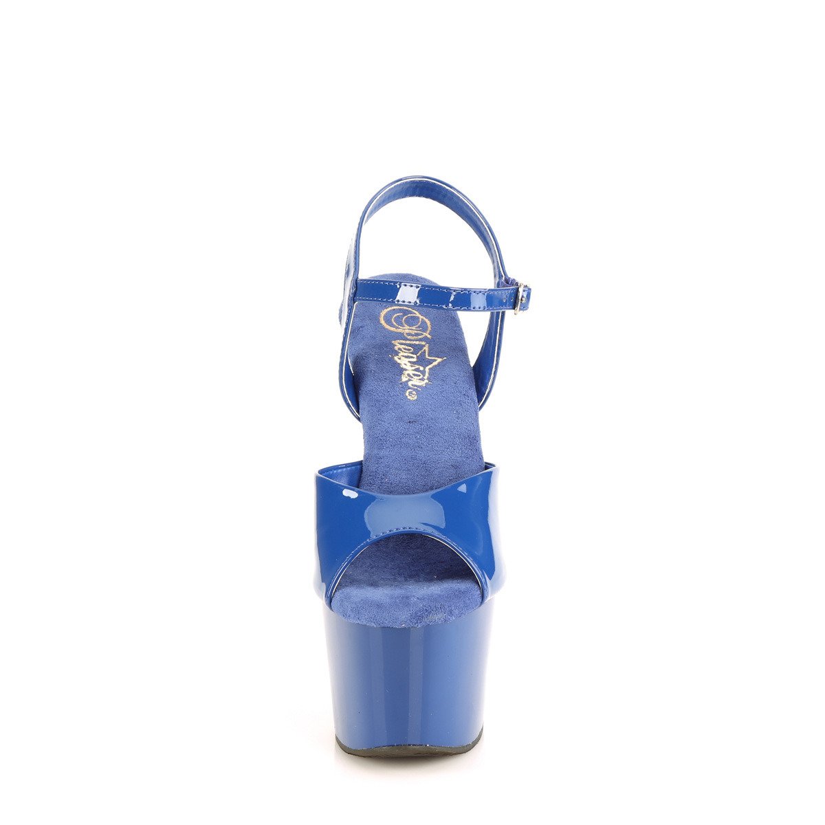 Pleaser Adore-709 RYBL/M - Lesklé modré sandály na vysoké platformě