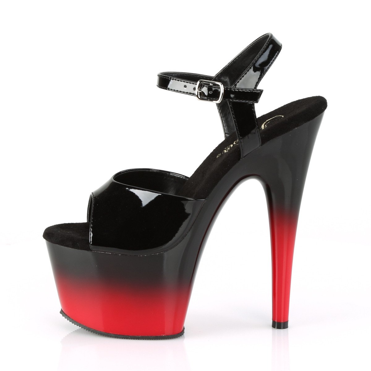 Pleaser Adore-709BR-H B/B-R - Lesklé černé sandály na vysoké platformě