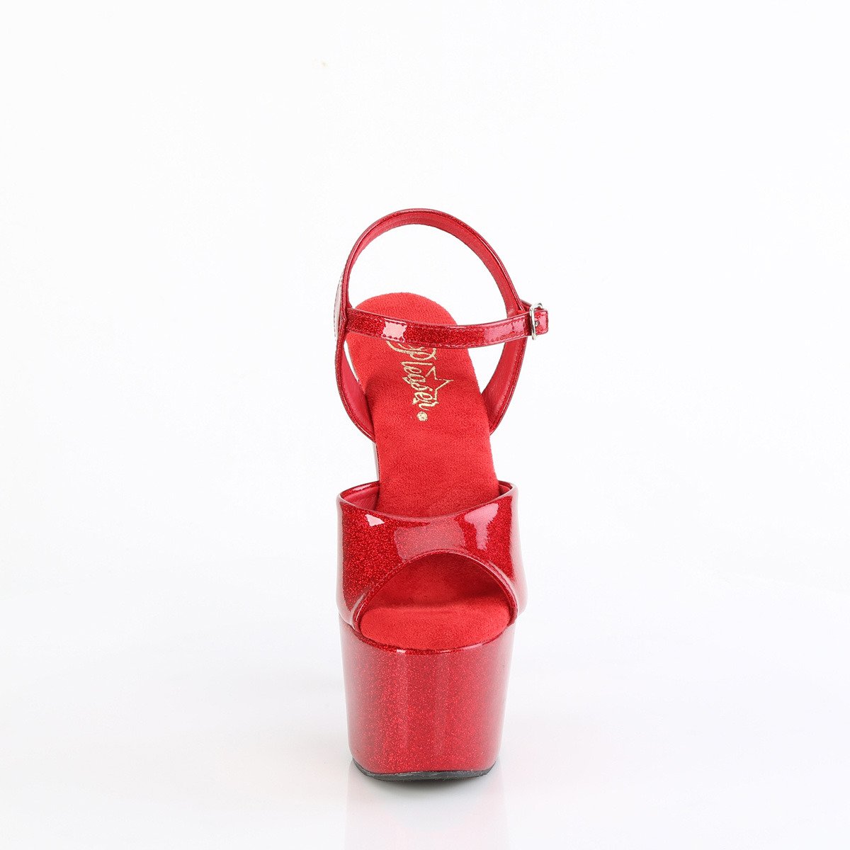 Pleaser Adore-709GP RYRG/M - Lesklé červené sandály na vysoké platformě