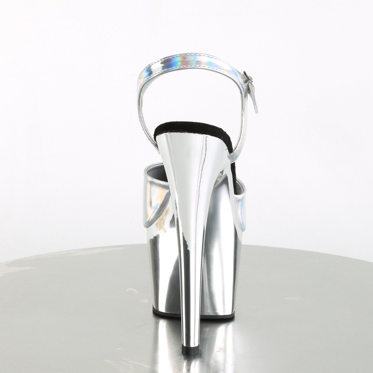 Pleaser Adore-709HGCH SHG/SCH - Lesklé stříbrné sandály na vysoké platformě