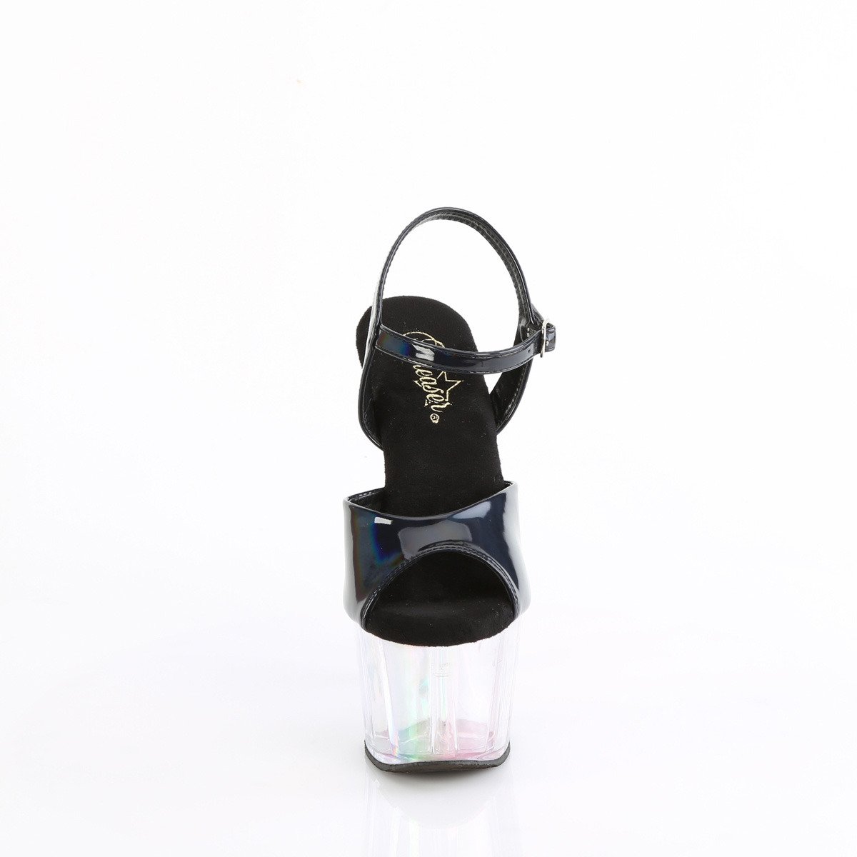 Pleaser Adore-709HT BHG/HGT - Lesklé černé sandály na vysoké platformě