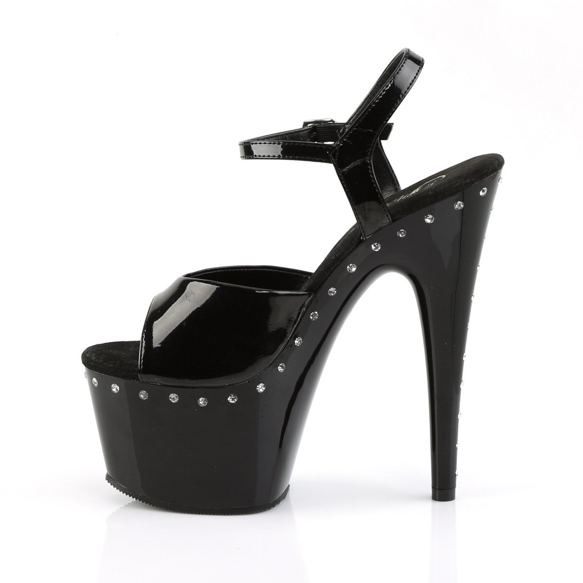 Pleaser Adore-709LS B/M - Lesklé černé sandály na vysoké platformě