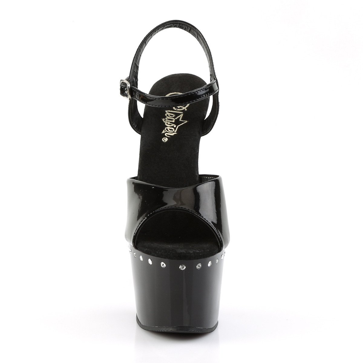 Pleaser Adore-709LS B/M - Lesklé černé sandály na vysoké platformě