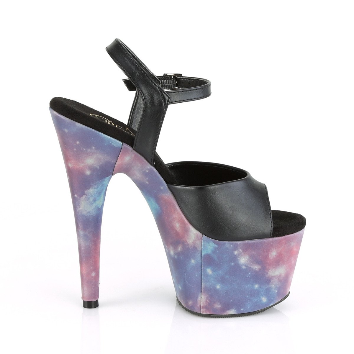 Pleaser Adore-709REFL BPU/PP-BL - Černé sandály na vysoké platformě