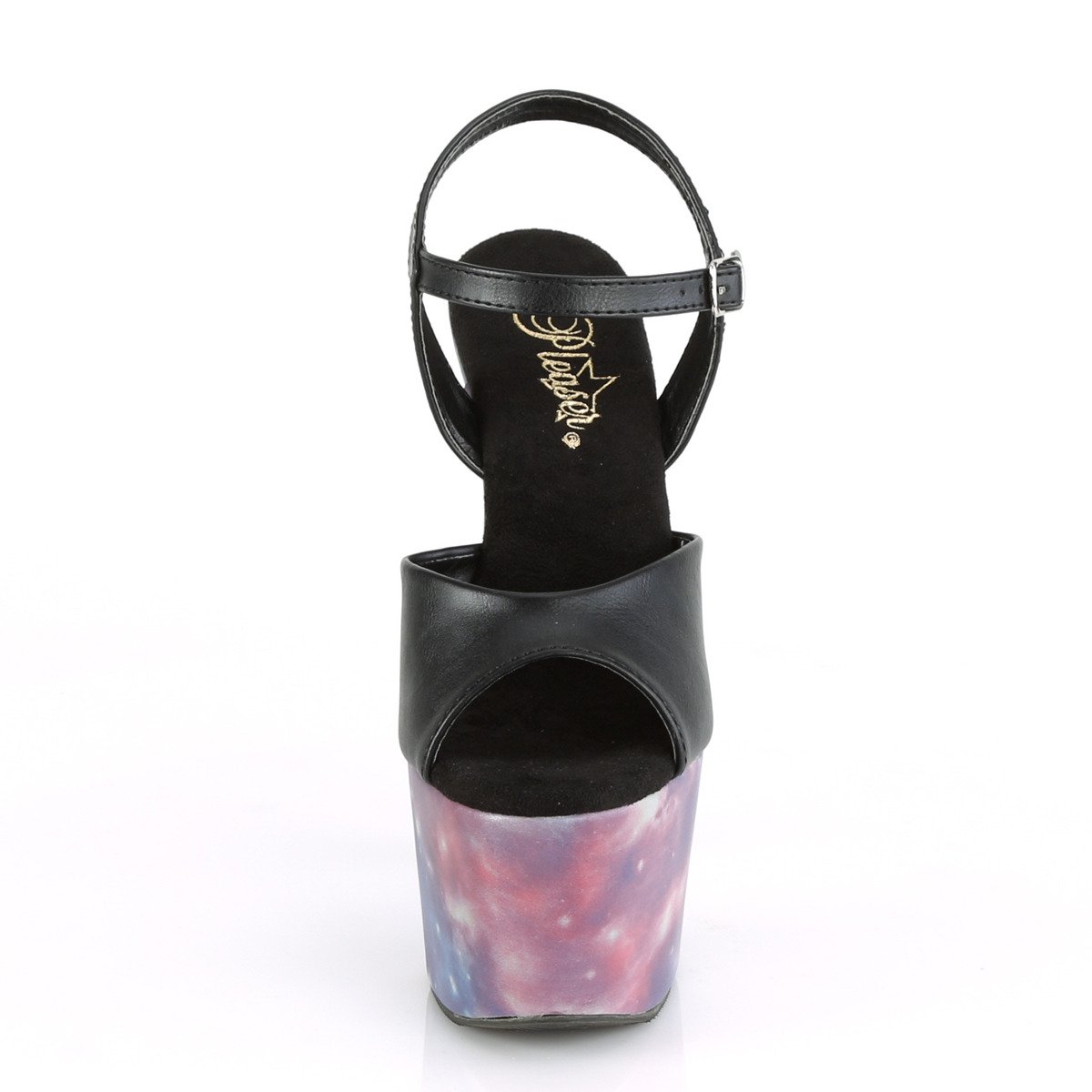 Pleaser Adore-709REFL BPU/PP-BL - Černé sandály na vysoké platformě