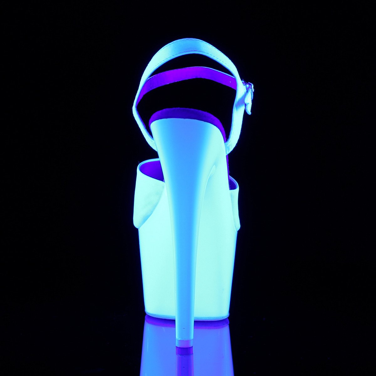 Pleaser Adore-709UV WSA/NW - Bílé uv reaktivní sandály na vysoké platformě