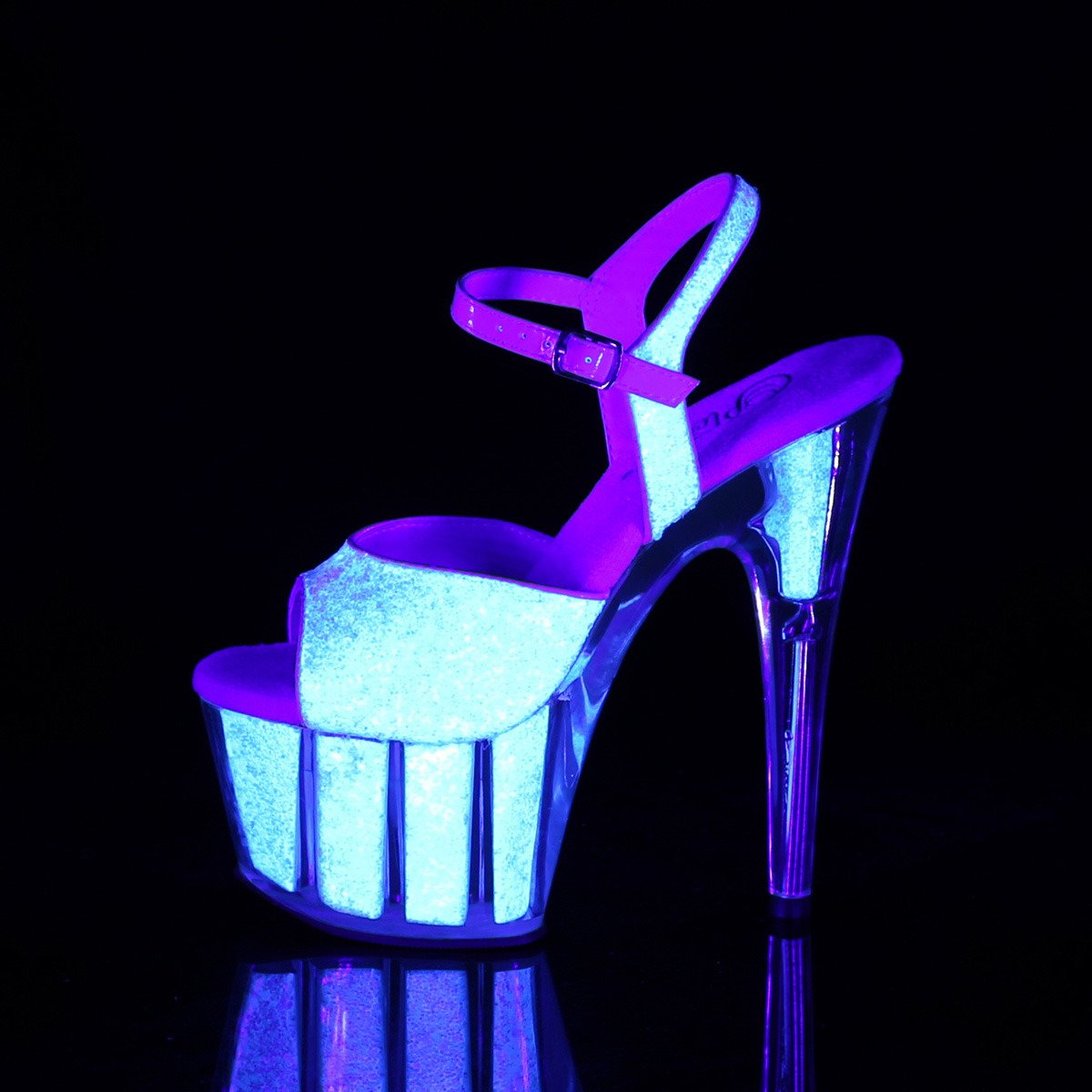 Pleaser Adore-710UVG NOPG/M - Růžové uv reaktivní sandály na vysoké platformě